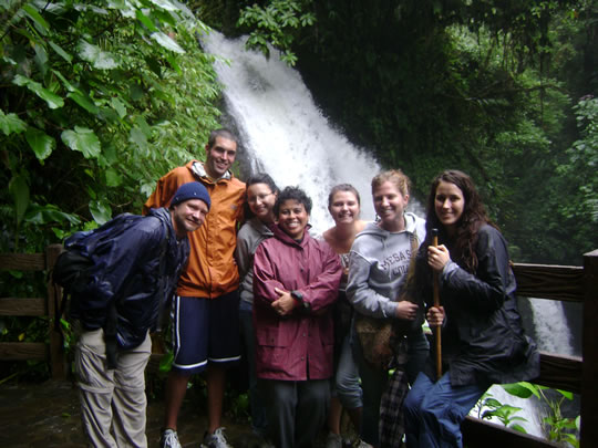 Students at La Paz waterfall, Costa Rica
