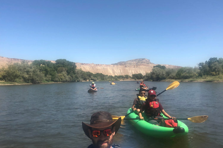 Leading a river float from Palisade to Corn Lake on the Colorado River with CMU International Students