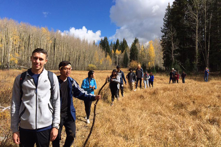 Students on a hike