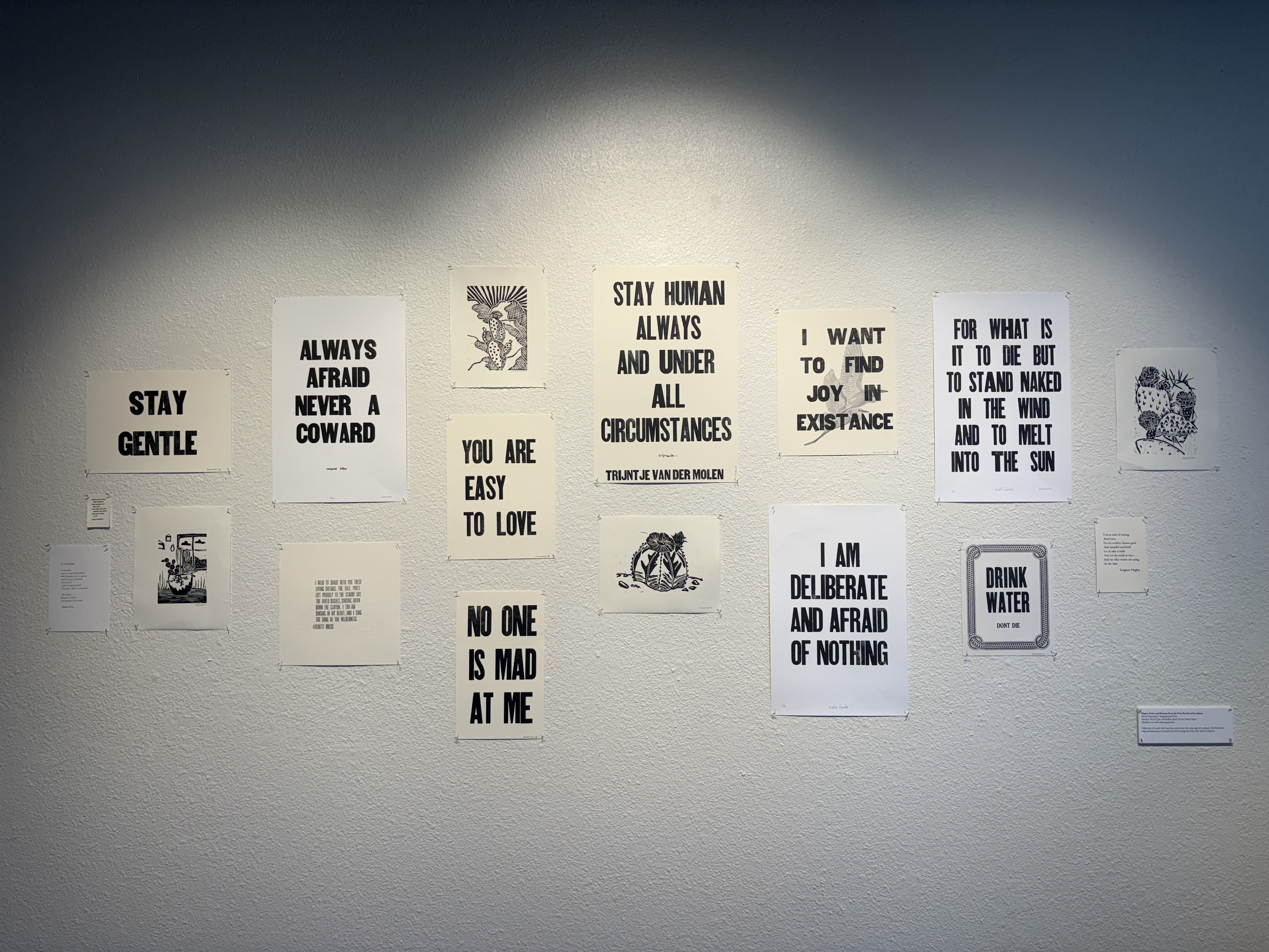 Installation of letterpress prints