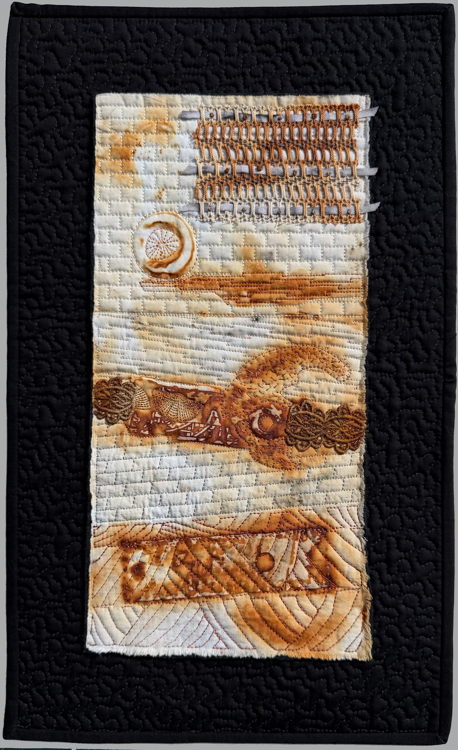 Handmade hanging fiber artwork