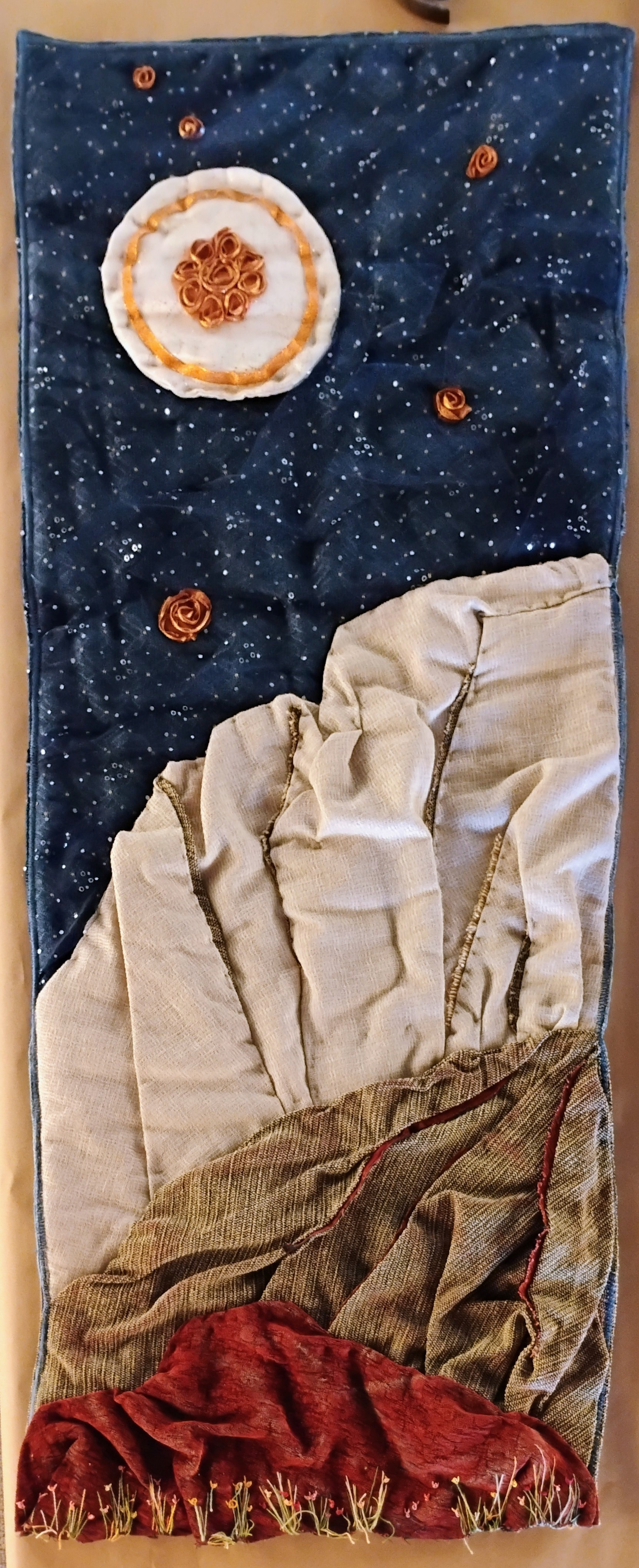 Handmade hanging fiber artwork