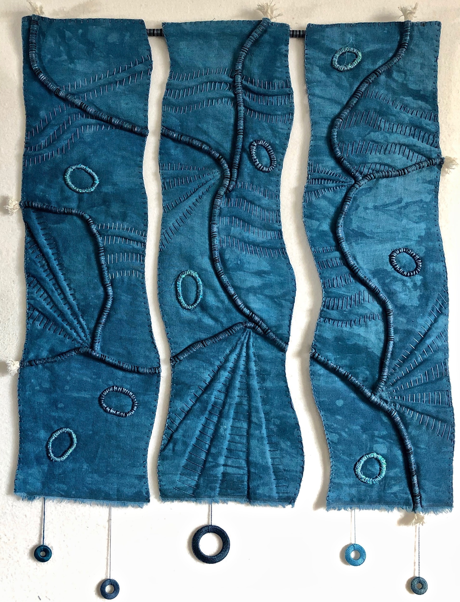 Handmade hanging fiber artwork