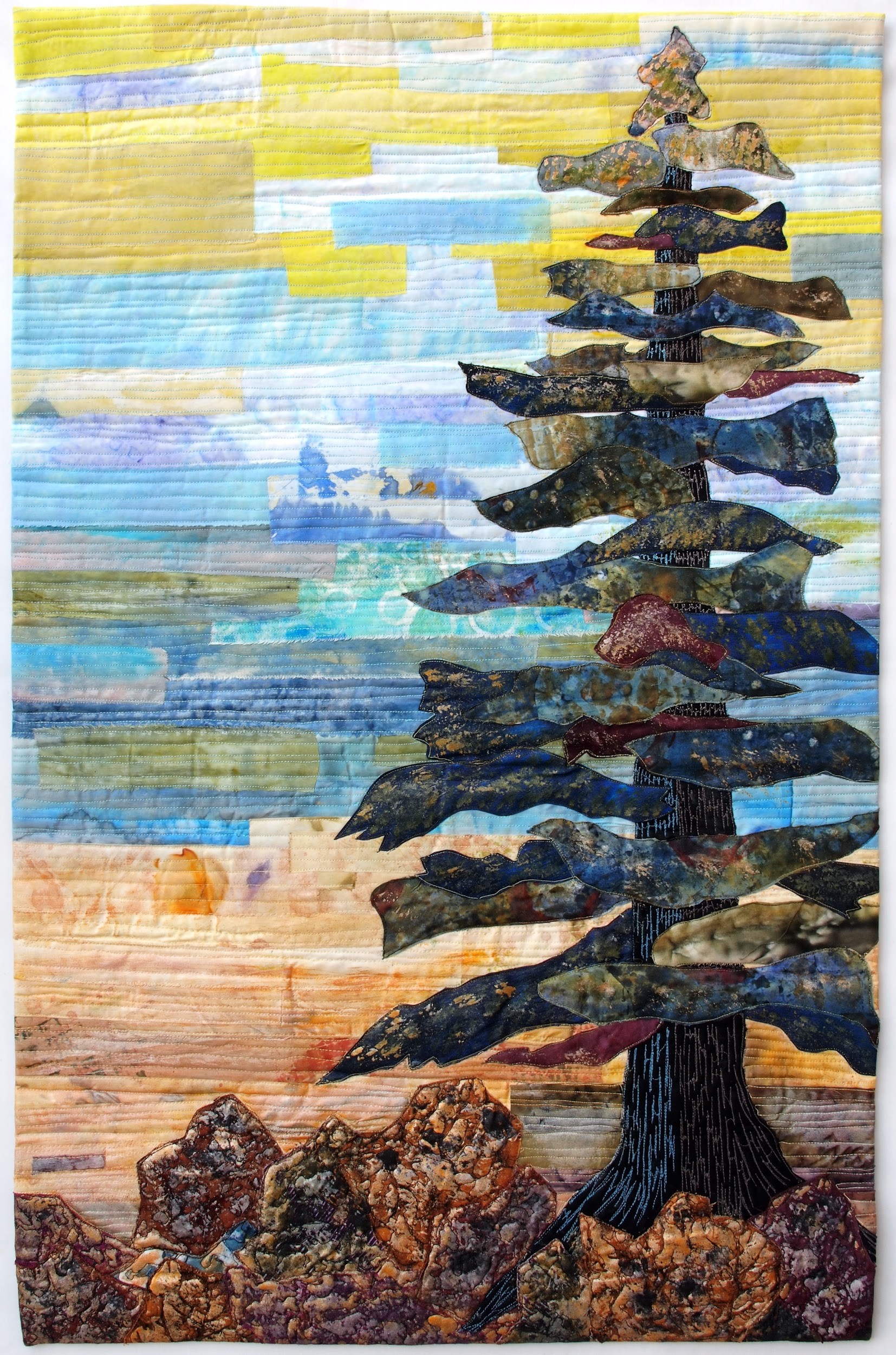Handmade hanging fiber artwork