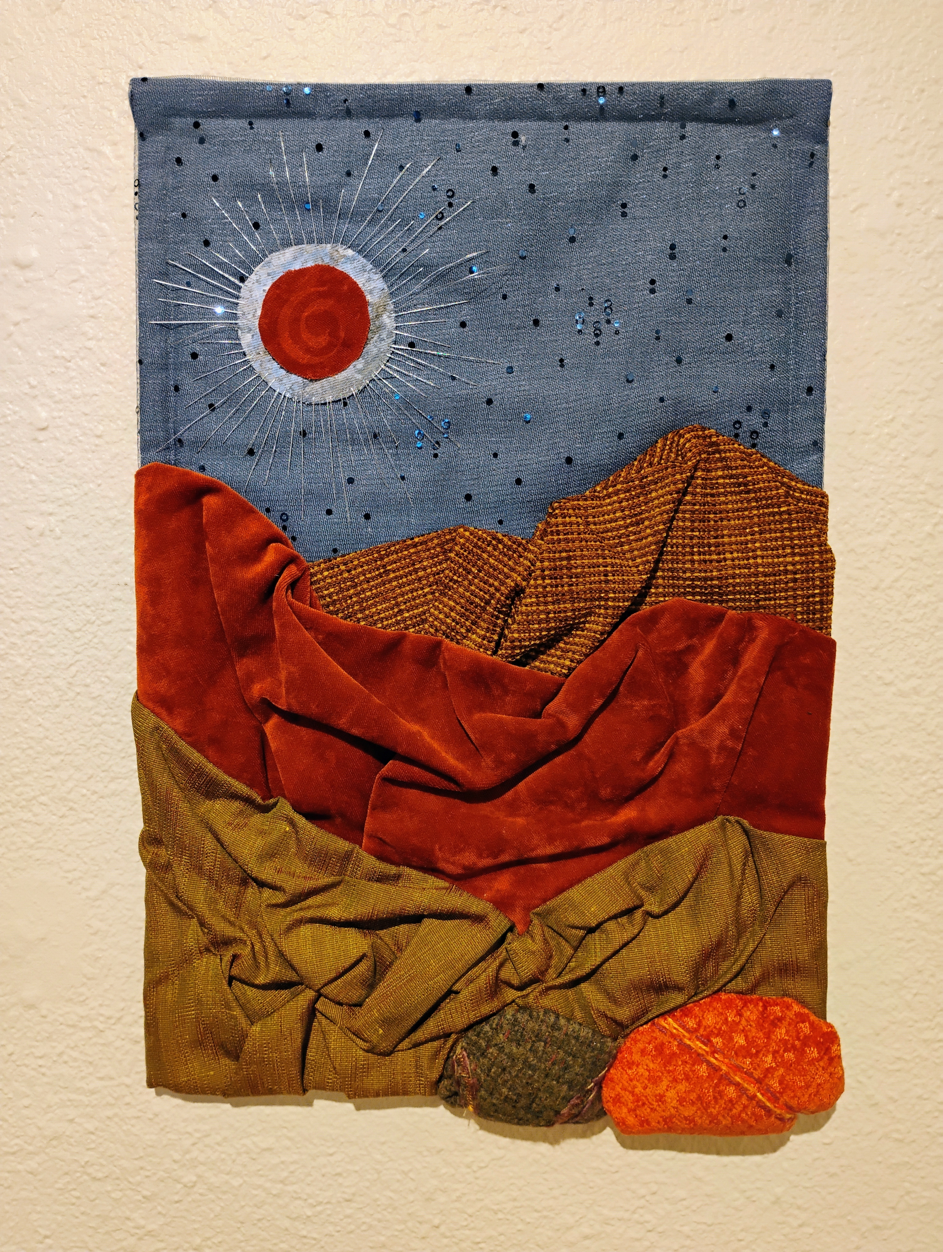 Handmade hanging fiber artwork