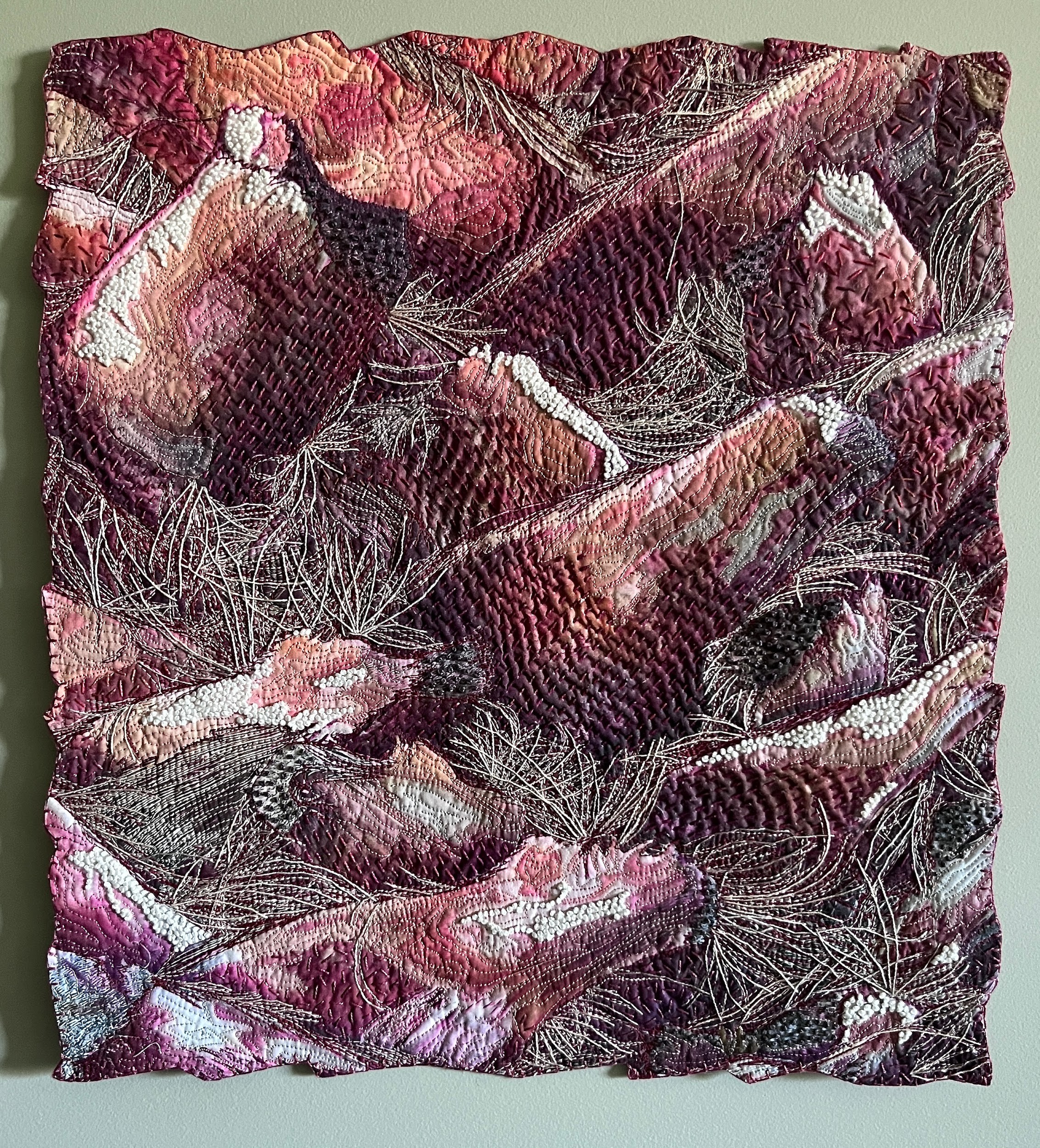 Handmade hanging fiber artwork