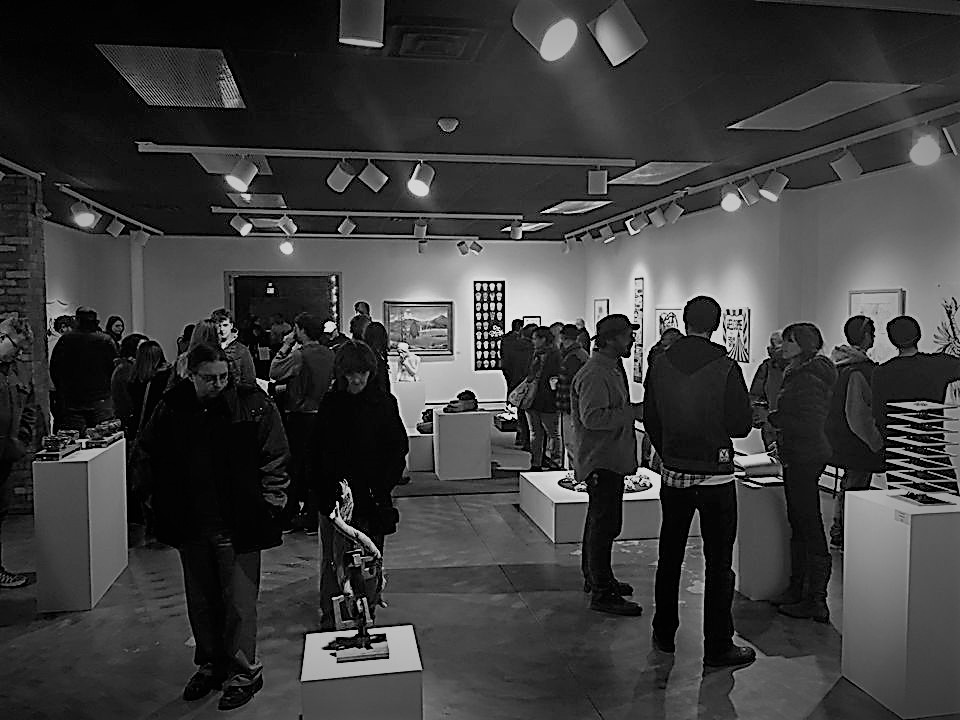 437Co Art Gallery with large group of people for Frist Friday art opening 