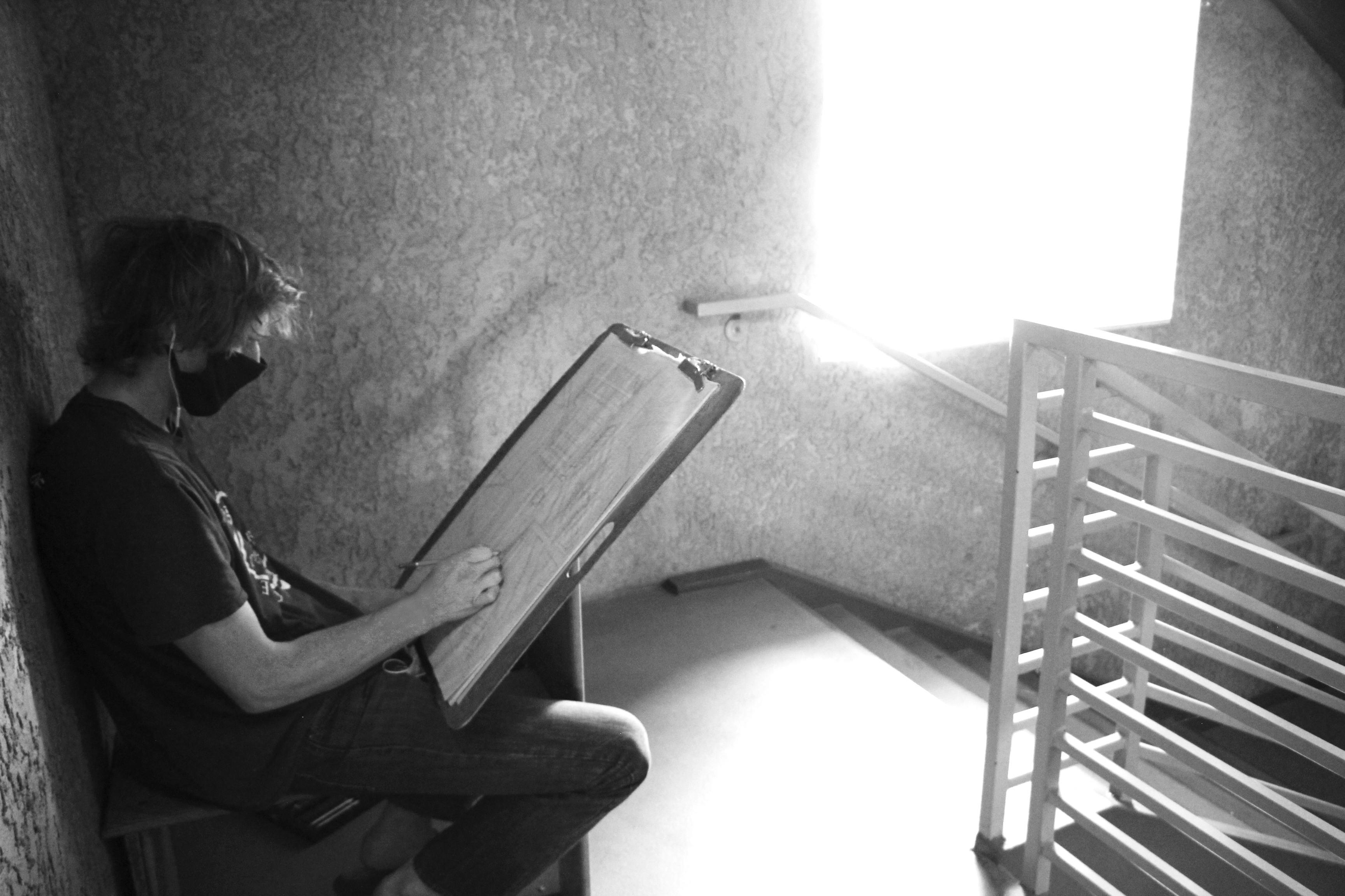 Students Drawing Architecture Throughout the Fine Arts Building 