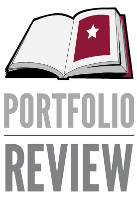 Image showing illustration o fbook with lettering saying portfolio review