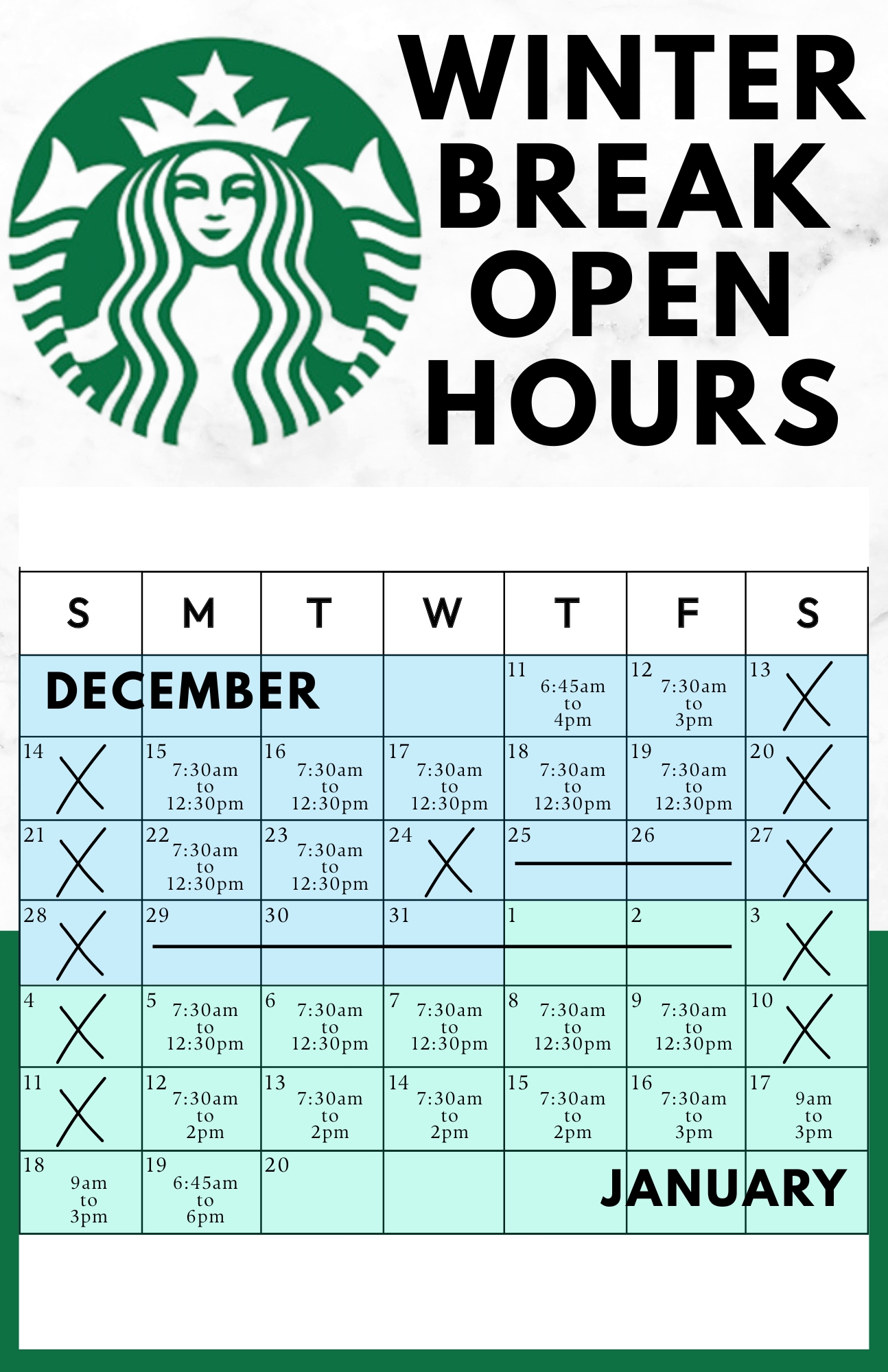 Winter Break Hours