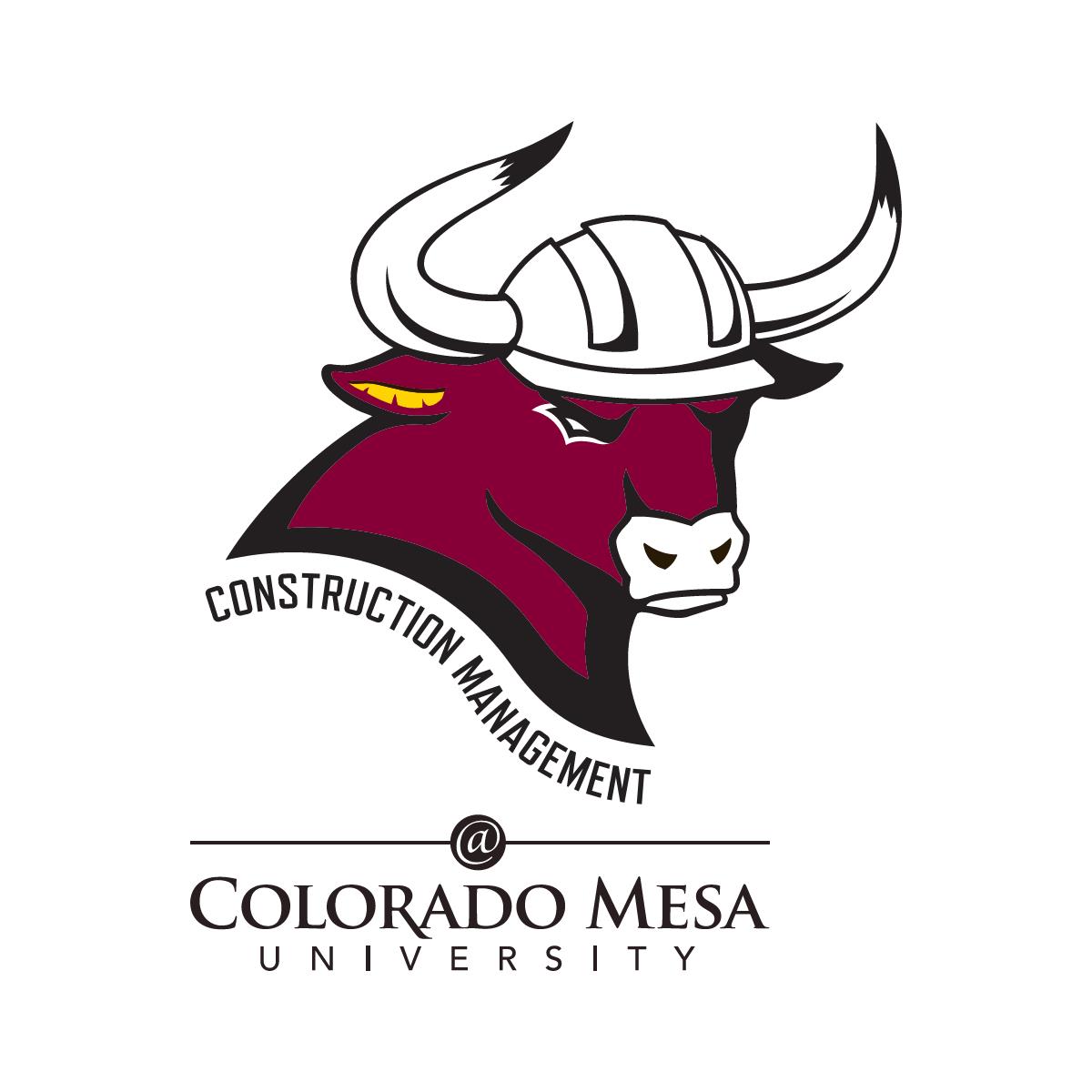 Construction Management club logo is a head shot of the CMU Maverick wearing a hard hat