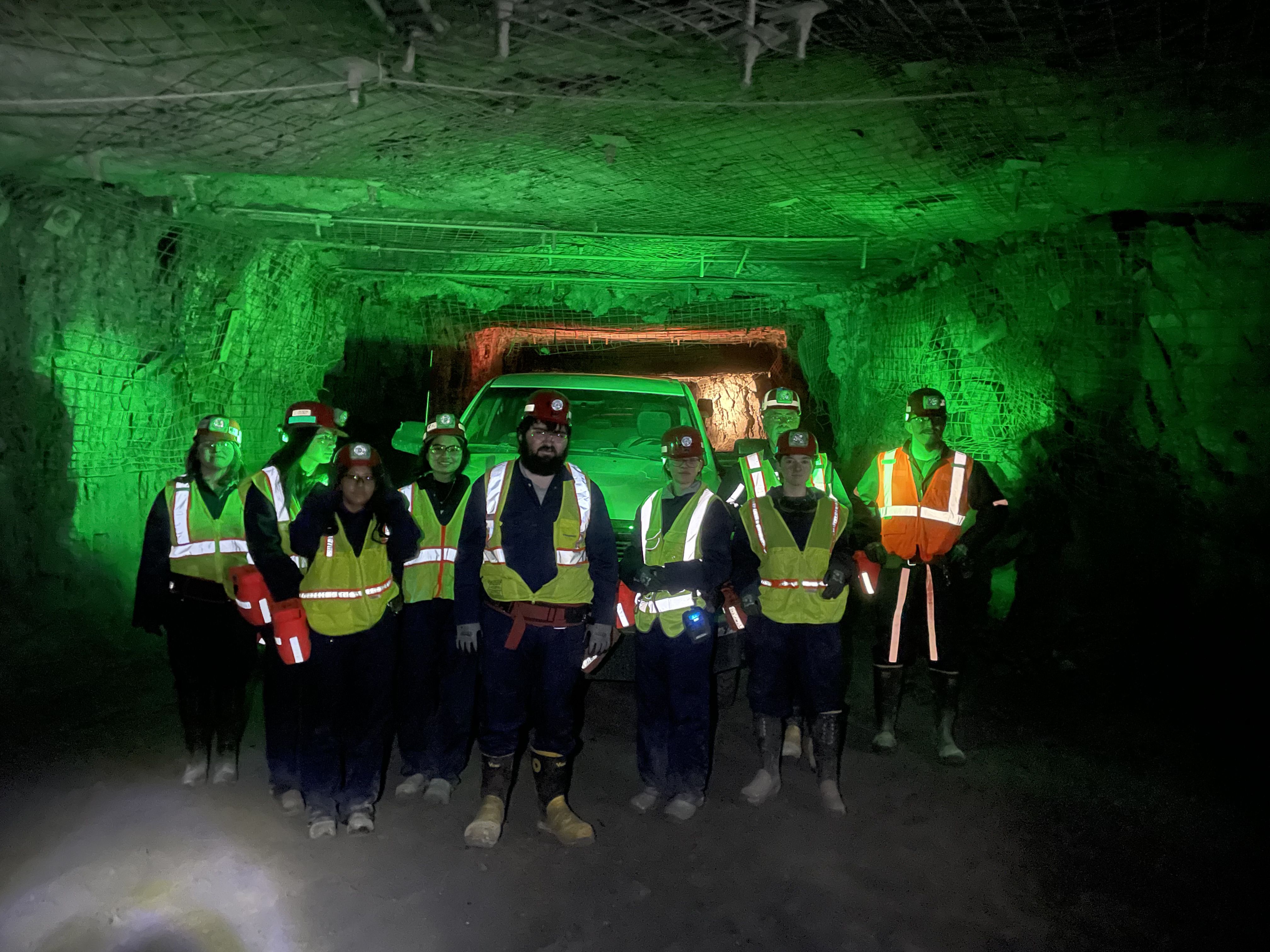 students in underground coal mine