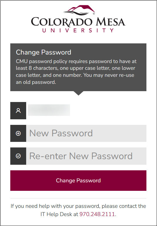 Change Password Dialog Box