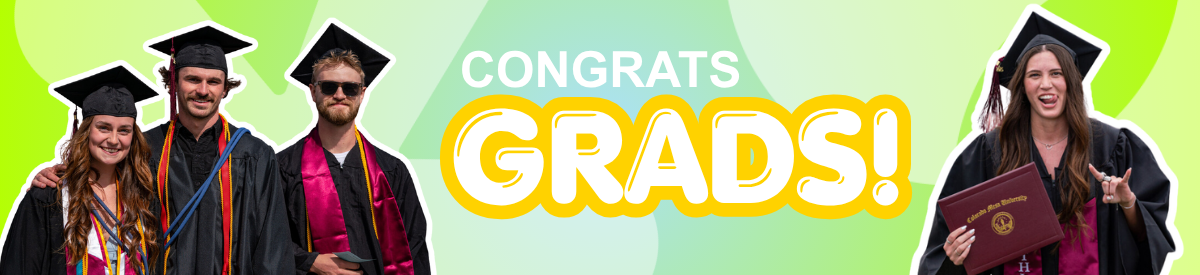 graphic says "Congrats, Grads!