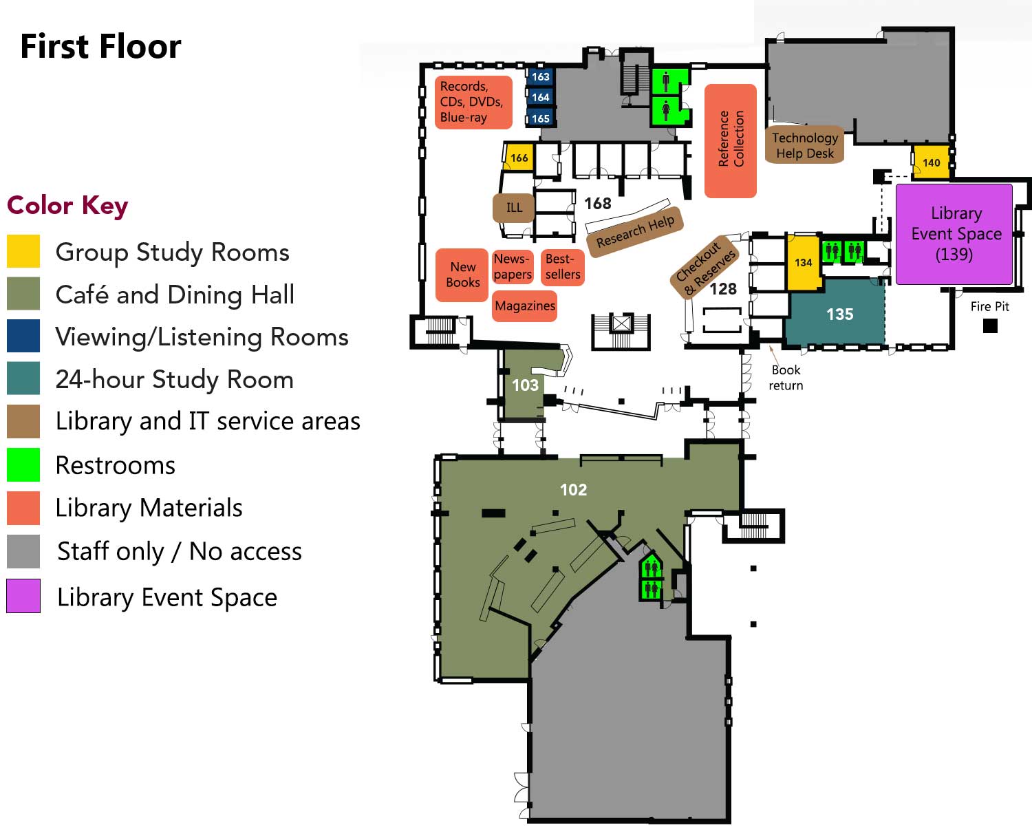 Map of Tomlinson Library 1st floor