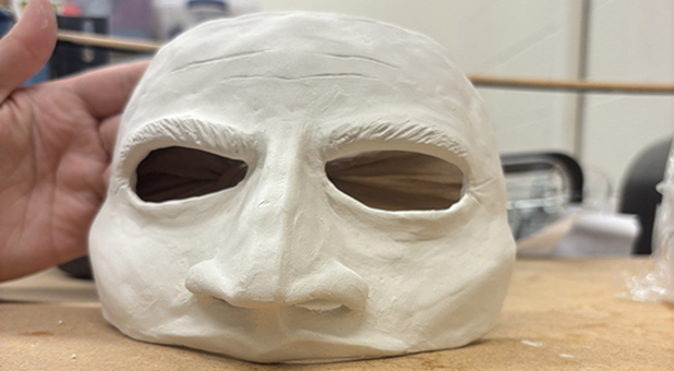 A Comedy of Errors mask in the making