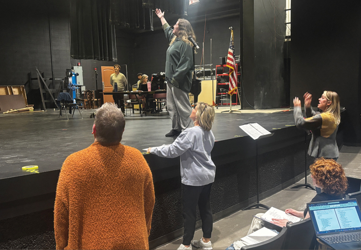 Van Brussel, Reigel and Tillinghast work together through a scene with a CMU actor