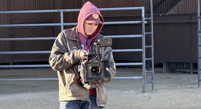 Wylee Mitchell capturing footage for one of her award winning short films