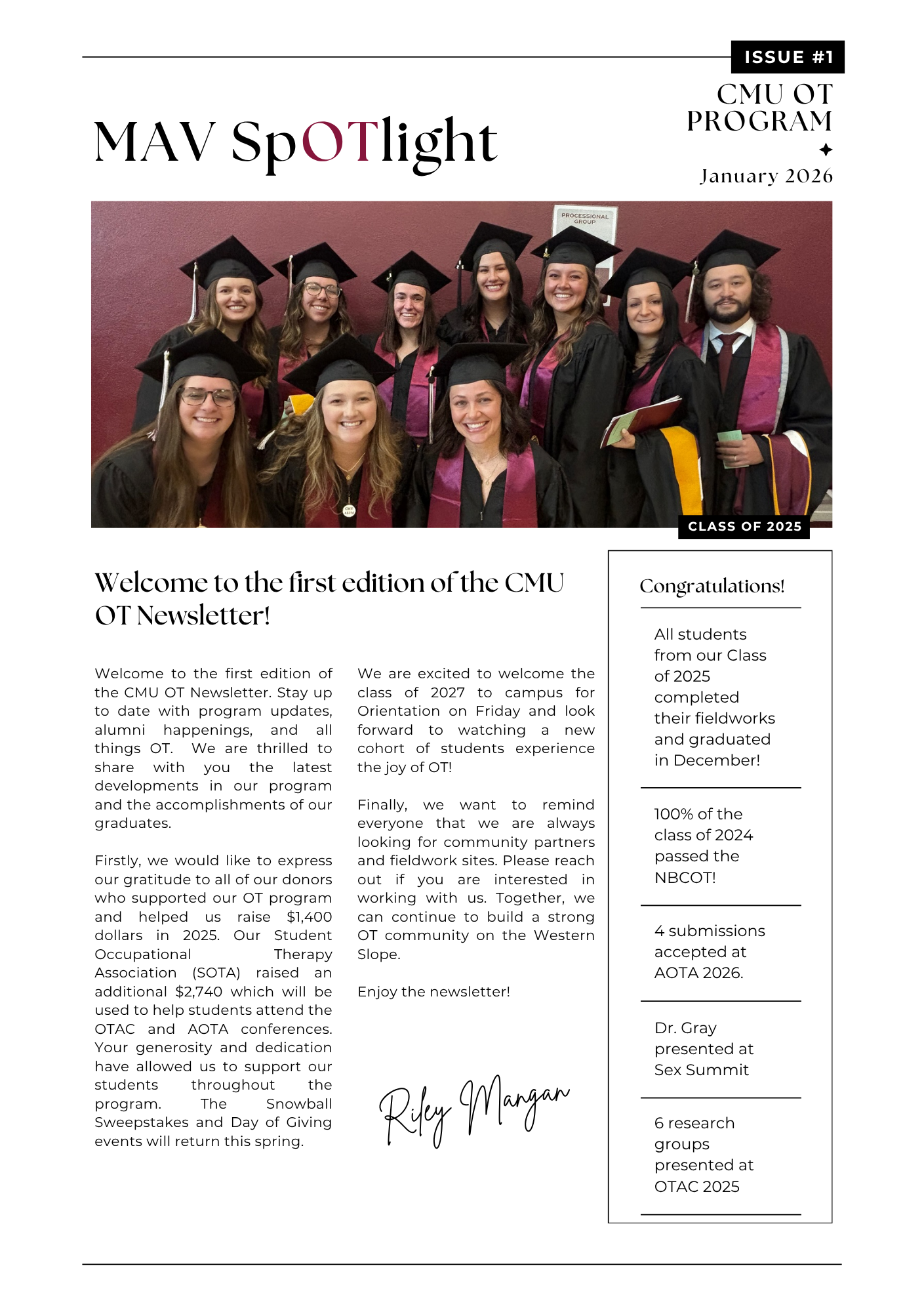 Mav Spotlight Newsletter Jan 2026, Page 1