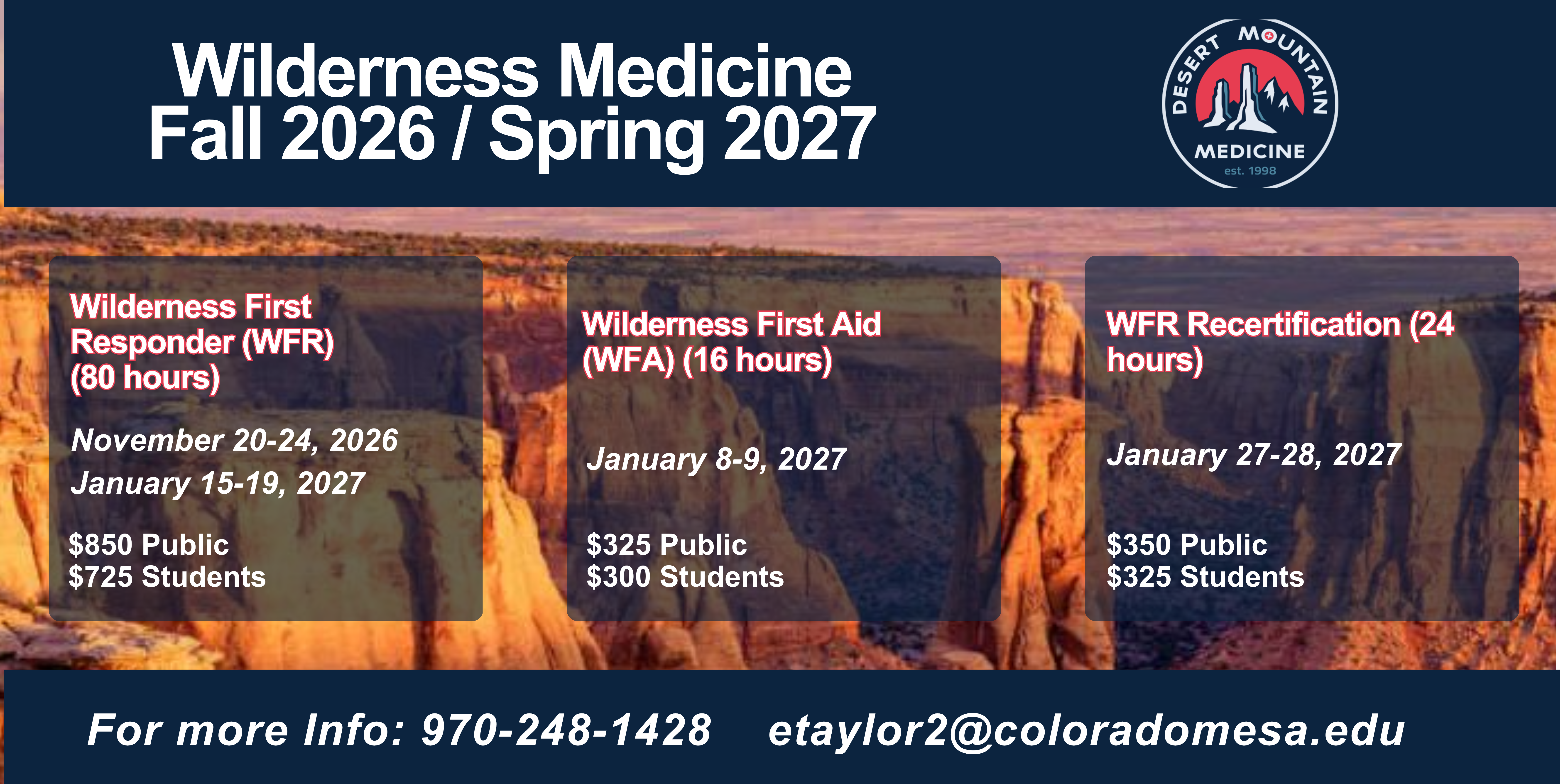 Wilderness Medicine Classes Offered