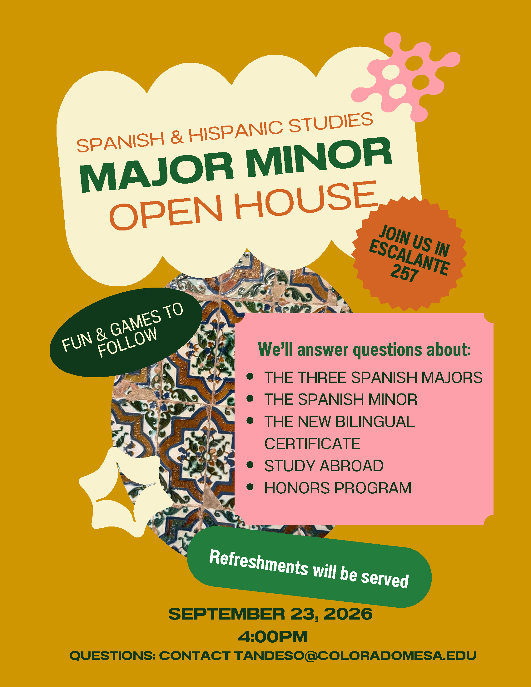 Flyer with information regarding the Major Minor Open House