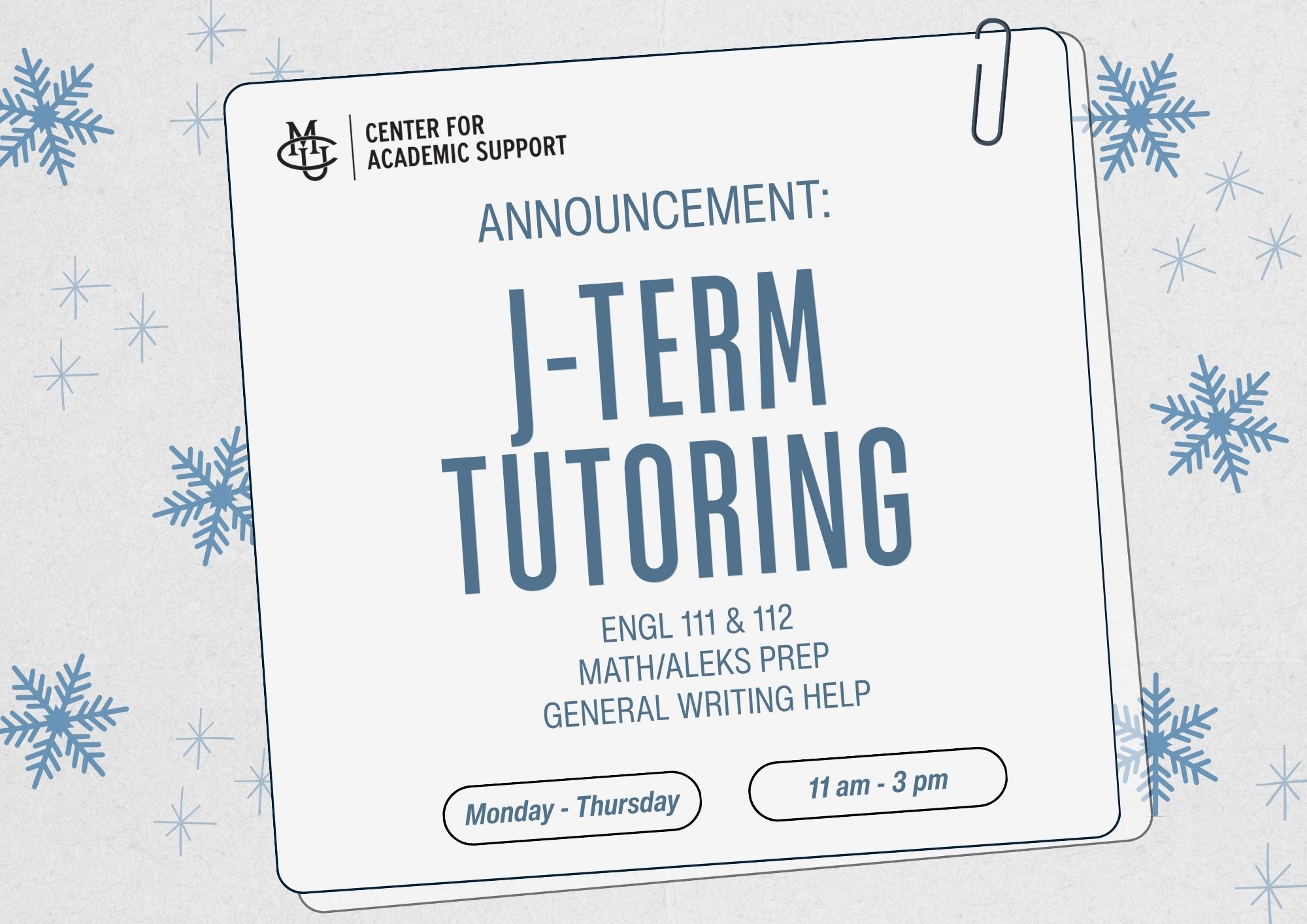 J-term Tutoring Banner