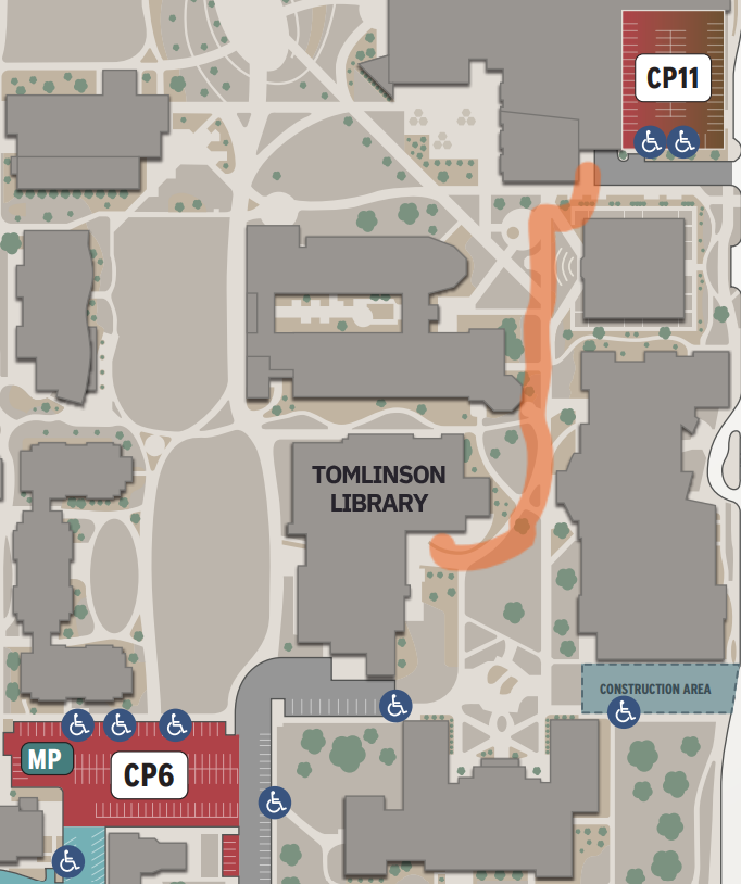A walking map of the Colorado Mesa University parking garage.